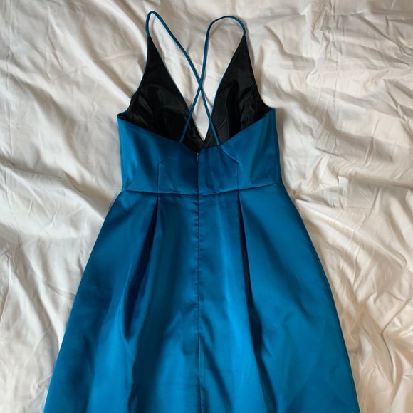 TOPSHOP Blue Satin Mini-dress Size 4 - Picture 3 of 4